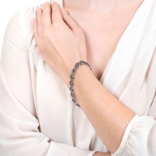 Edwardian Montana Sapphire Platinum Bracelet