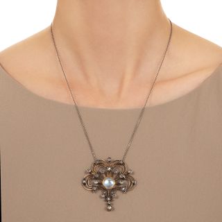Edwardian Moonstone And Diamond Pendant Necklace