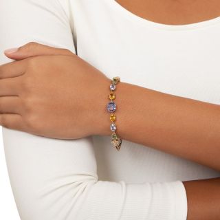Edwardian Multi-color No-Heat Sapphire Bracelet, Circa 1900