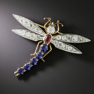 Edwardian Multi-Gem Dragonfly Brooch - 1
