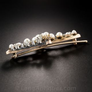 Edwardian Natural Pearl and Diamond  Barrette 