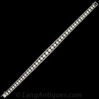 Edwardian Natural Pearl and Diamond Bracelet