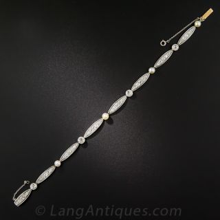 Edwardian Natural Pearl and Diamond Bracelet
