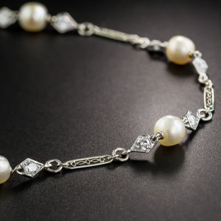 Edwardian Natural Pearl and Diamond Bracelet - 1