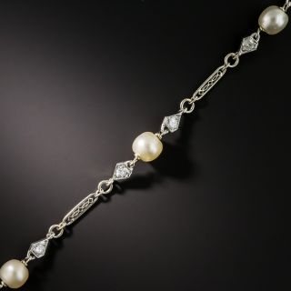 Edwardian Natural Pearl and Diamond Bracelet