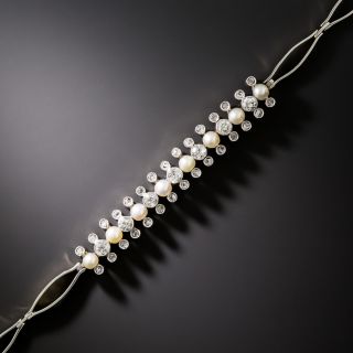 Edwardian Natural Pearl and Diamond Bracelet - 3