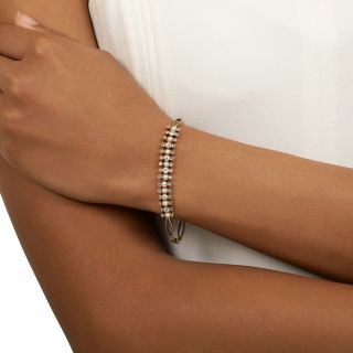 Edwardian Natural Pearl and Diamond Bracelet
