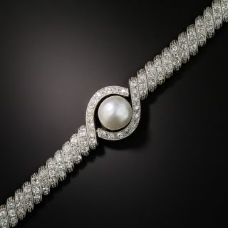 Edwardian Natural Pearl and Diamond Bracelet - 1