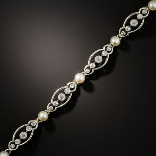 Edwardian Natural Pearl and Diamond Bracelet - 3