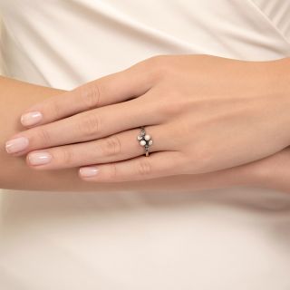 Edwardian Natural Pearl and Diamond Bypass Ring
