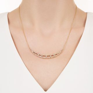 Edwardian Natural Pearl and Diamond Crescent Necklace