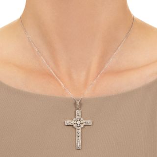 Edwardian Natural Pearl and Diamond Cross