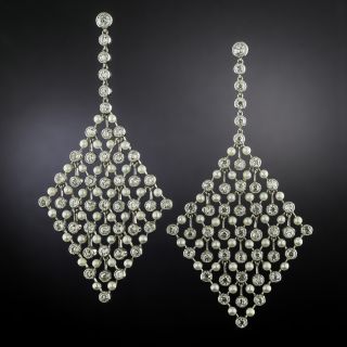 Edwardian Natural Pearl and Diamond Dangle Earrings - 3