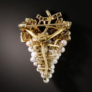 Edwardian Natural Pearl and Diamond Grape Cluster Brooch