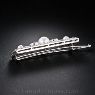 Edwardian Natural Pearl and Diamond Hair Barrette