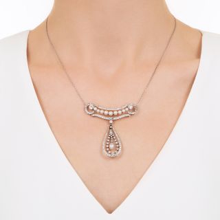 Edwardian Natural Pearl and Diamond Necklace