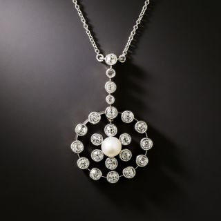 Edwardian Natural Pearl and Diamond Necklace - 2