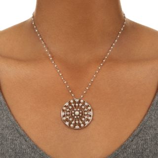 Edwardian Natural Pearl and Diamond Pendant by Black, Starr & Frost