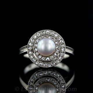 Edwardian Natural Pearl and Diamond Ring