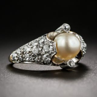 Edwardian Natural Pearl and Diamond Ring