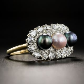 Edwardian Natural Pearl and Diamond Ring