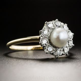 Edwardian Natural Pearl and Diamond Ring