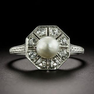 Edwardian Natural Pearl and Diamond Ring - 4