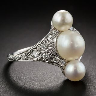 Edwardian Natural Pearl and Diamond Ring