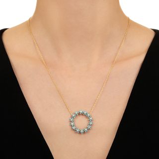 Edwardian Natural Pearl and Enamel Floral Wreath Necklace                                                                