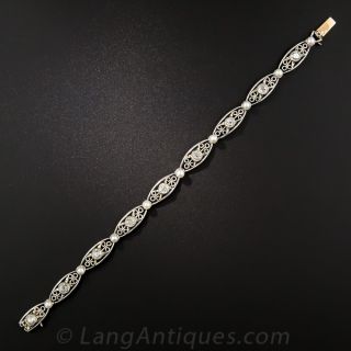 Edwardian Natural Pearl and Diamond  Bracelet