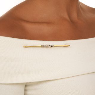 Edwardian Natural Pearl and Rose-Cut Diamond Bar Pin