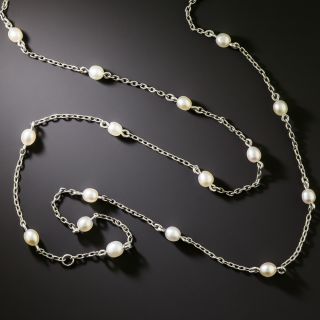 Edwardian Natural Pearl Infinity Necklace - 2