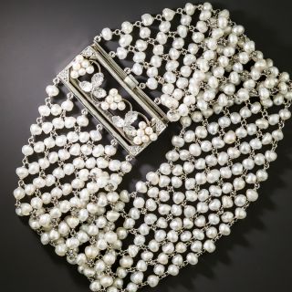 Edwardian Natural Pearl Mesh Bracelet - 5