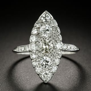 Edwardian Navette Shaped Diamond Dinner Ring  - 2