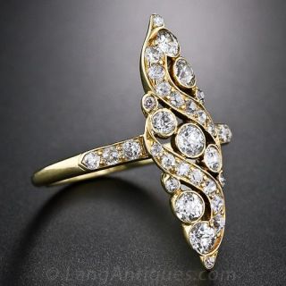 Edwardian Navette Shaped Diamond Dinner Ring