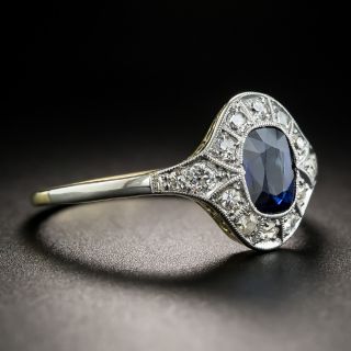 Edwardian No-Heat Australian Sapphire and Diamond Ring 
