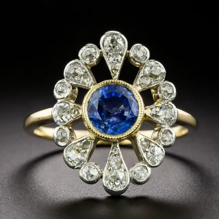 Edwardian No-Heat Burma Sapphire and Diamond Ring - GIA - 4