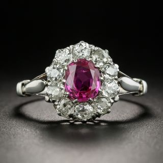 Edwardian No-Heat Burmese 1.00 Carat Ruby and Diamond Ring - GIA - 2