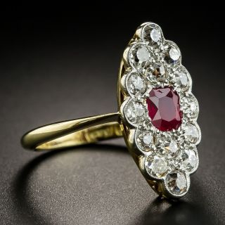 Edwardian No-Heat Ruby and Diamond Dinner Ring