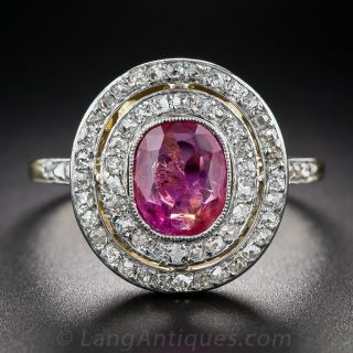 Edwardian No Heat Ruby and Diamond Ring