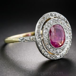 Edwardian No Heat Ruby and Diamond Ring