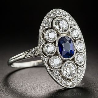 Edwardian No Heat Sapphire and Diamond Dinner Ring 