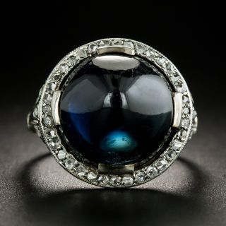 Edwardian No-Heat Sugarloaf Sapphire and Diamond Ring