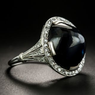 Edwardian No Heat Sugarloaf Sapphire and Diamond Ring - 3