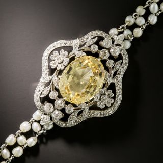 Edwardian No-Heat Yellow Sapphire and Pearl Bracelet - 5
