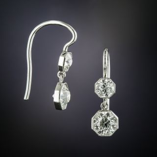 Edwardian Octagonal Double Diamond Dangle Earrings