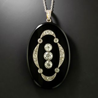 Edwardian Onyx and Diamond Pendant - 4