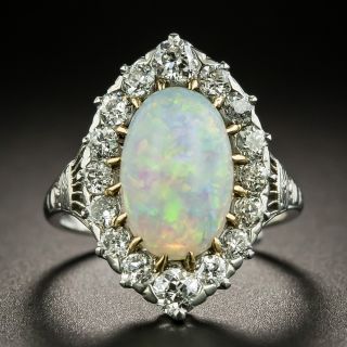 Edwardian Opal and Diamond Cluster Ring - 2