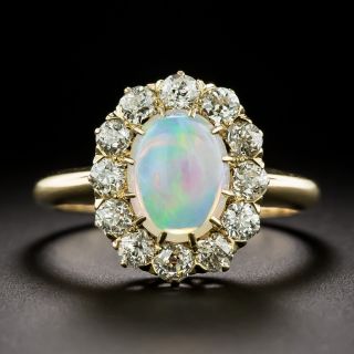 Edwardian Opal and Diamond Halo Ring By T. B. Starr  - 3