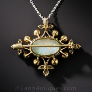 Edwardian Opal, Pearl, and Diamond Necklace/ Brooch
